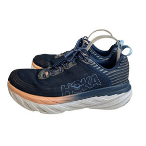 Hoka One One Womens Size 9.5 D Wide Shoes Bondi 6 Running Stability Indigo Pink